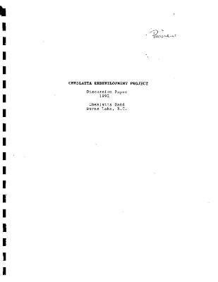 Cheslatta Redevelopment Project Discussion Paper, 1992